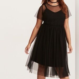 Torrid black mesh tulle midi dress! Size 2 (18/20) BNWT!